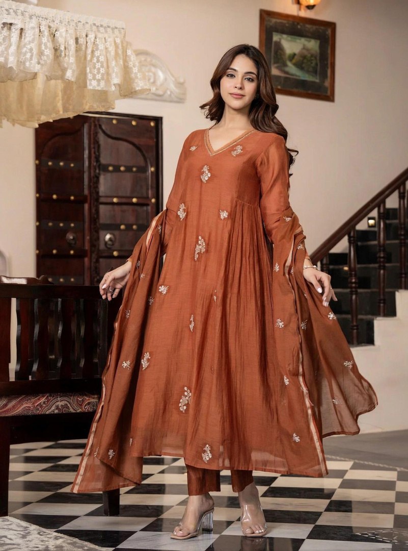 Nermosa Nermosa Women Pure Silk Kurta Pant Dupatta Set