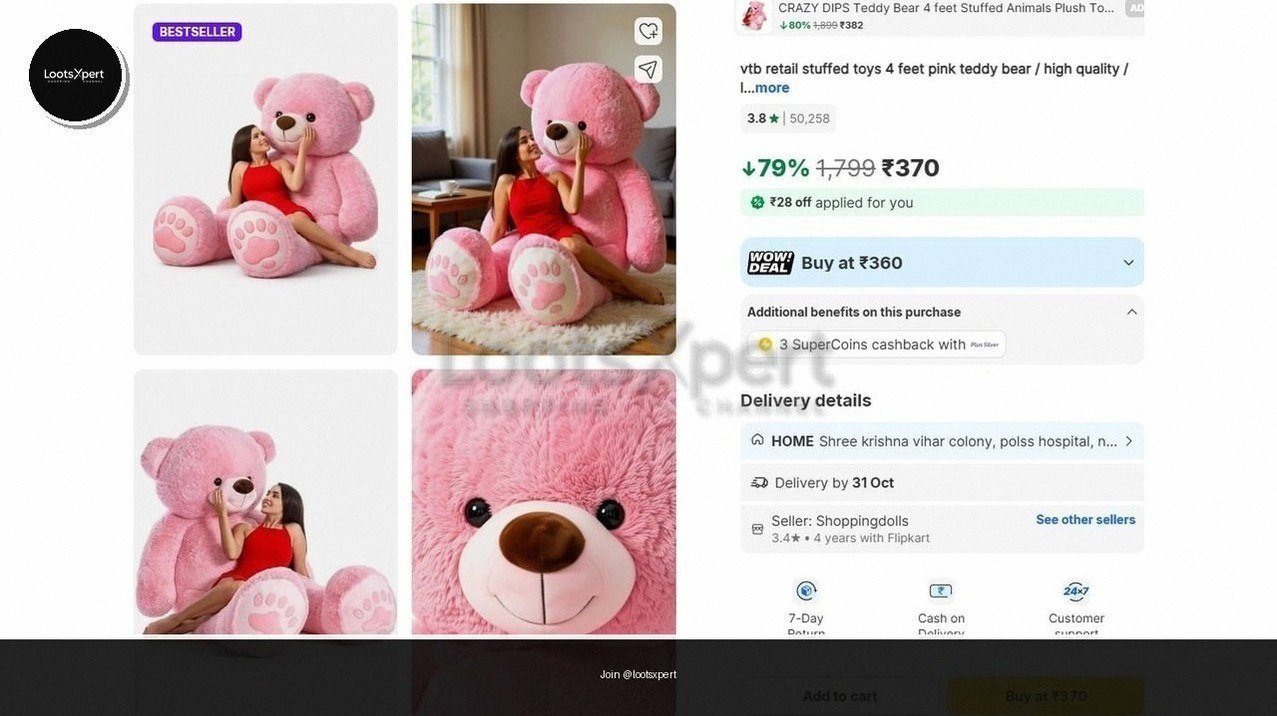 Huge 4ft Teddy Bear for just ₹370!
