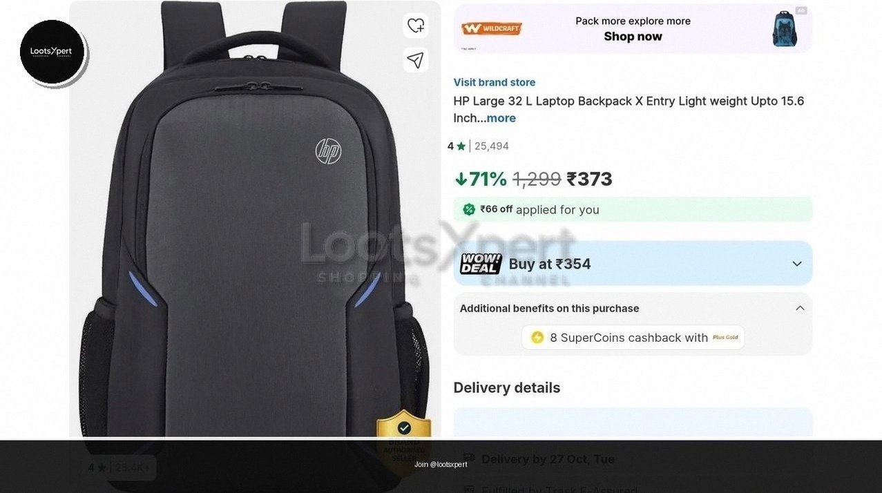 HP 32L Laptop Backpack now just ₹373
