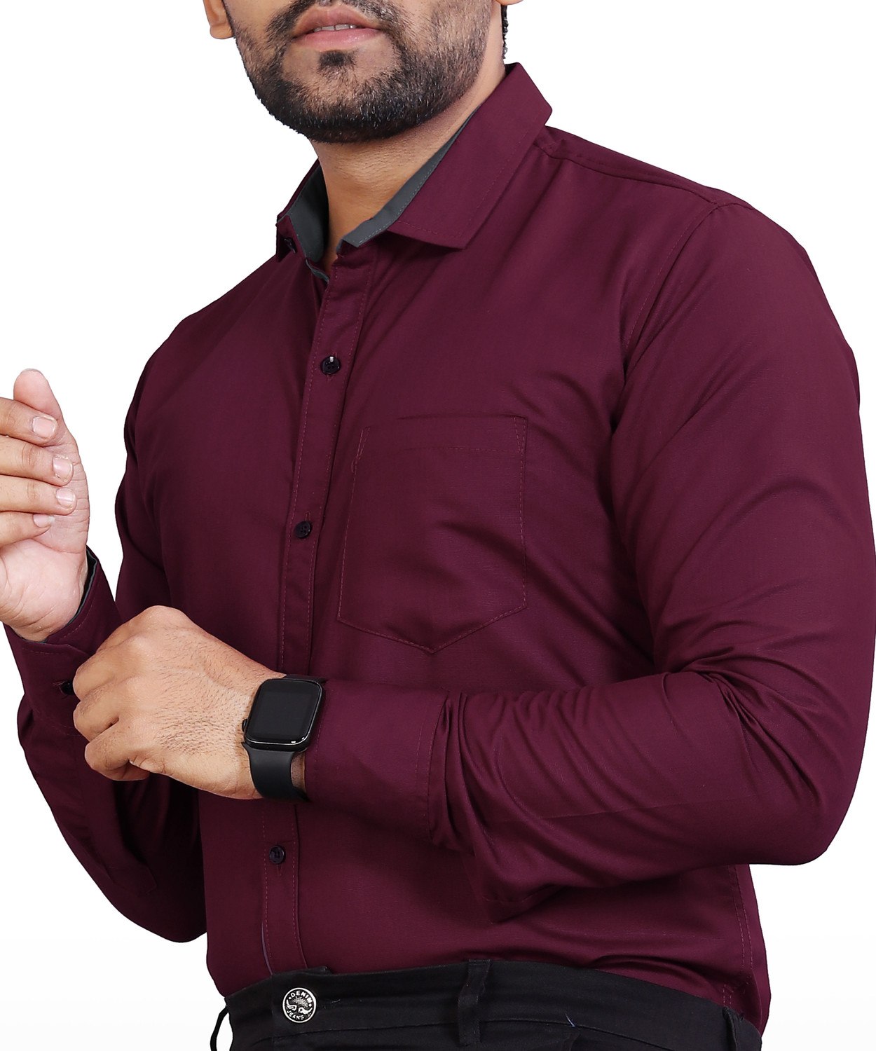 Metronaut Men Solid Formal Purple Shirt