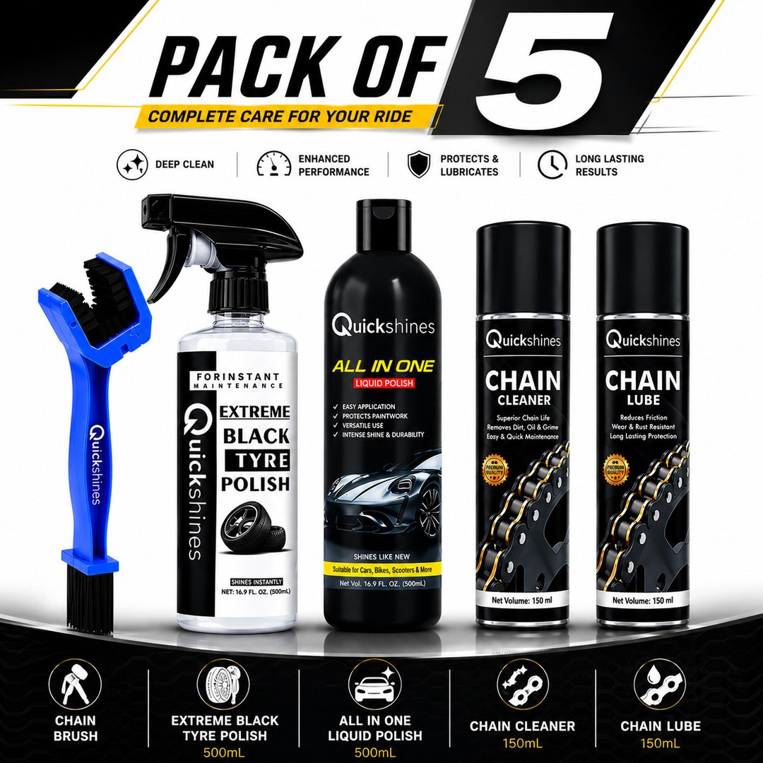 Quickshines Quickshines ProRide Chain Care Combo – Chain Lube & Chain Cleaner (150ml x 2) Chain Protection Kit – 2-Step Clean & Lube Pack Ch