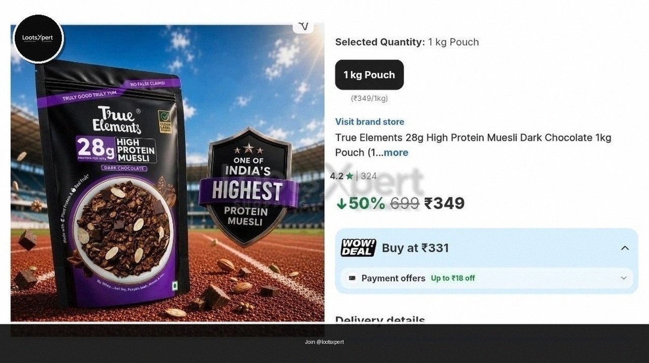 True Elements High Protein Muesli 1KG for just Rs.349!