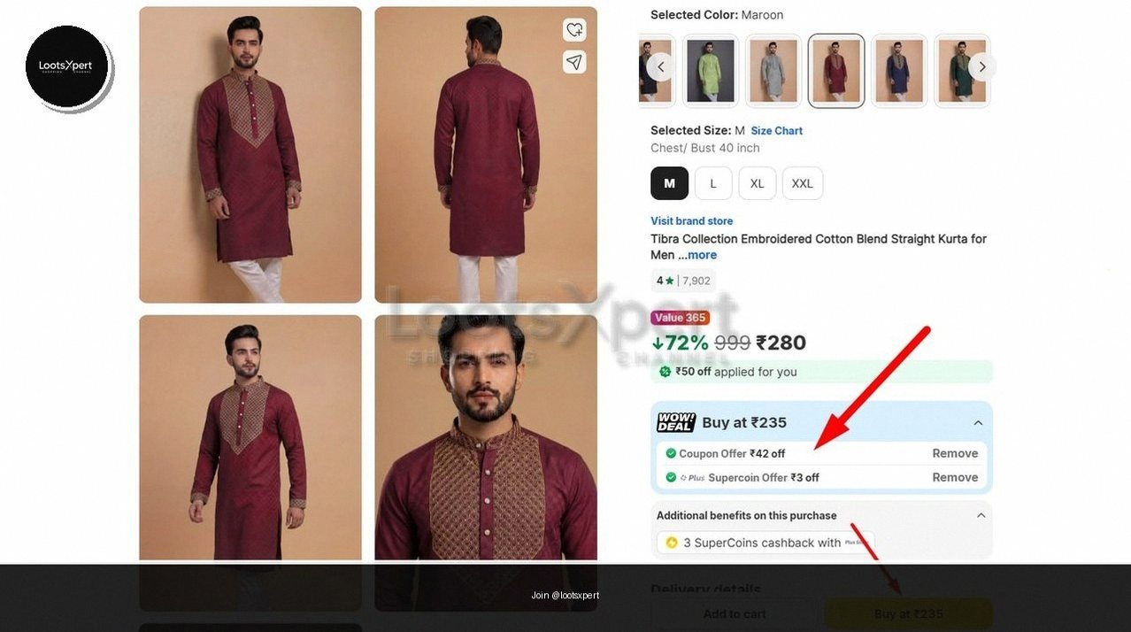 Cute Embroidered Cotton Kurta for just ₹235!