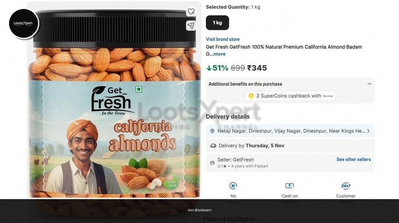 California Almonds 1 kg for just ₹345!