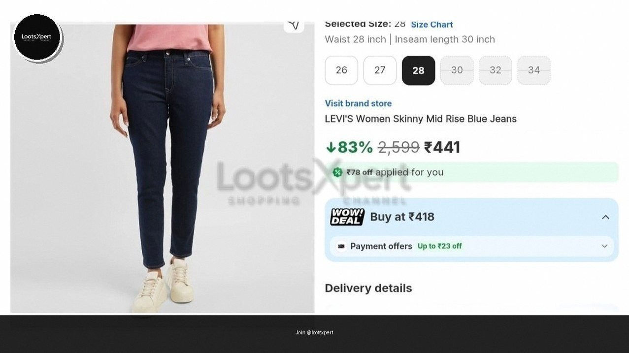 LEVI’S Skinny Women Blue Jeans@ ₹441
