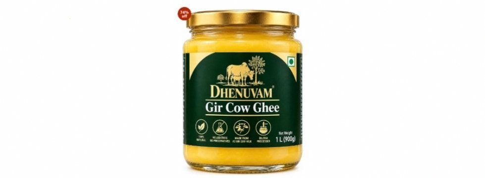 Dhenuvam Gir Cow Ghee 1000 ml | Pure Desi Cow Ghee | Traditional Indian Ghee | Rich Aroma & Authentic Taste