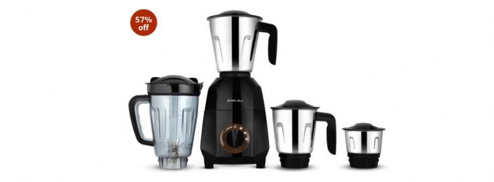 Bajaj Rex Dlx Ninja Series 4 Jar 750W Mixer Grinder | DuraCut Blades | 4 Stainless Steel Mixer Jars | Dry & Wet Grinding