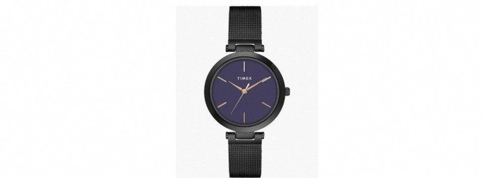 TIMEX Analog Watch for Women with Purple Round Dial & Black Stainless Steel Bracelet Band Water Resistant Women's Wrist Watches