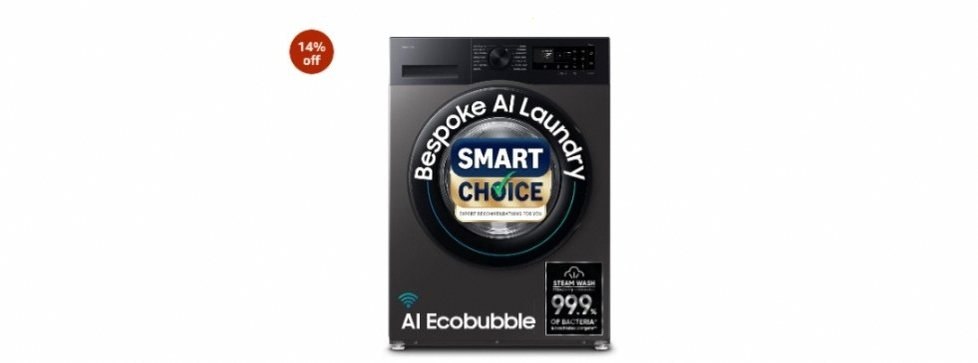 Samsung 12 kg, 5star, AI Ecobubble, Super Speed, Wi-Fi, Hygiene Steam with Inbuilt Heater
