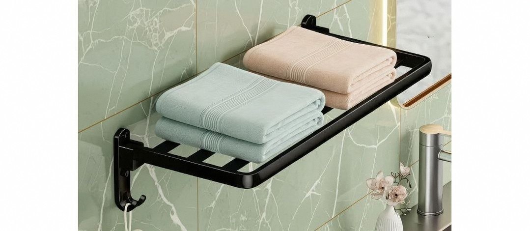 Amazon Basics Bathroom Accessories Set - 24 Inch Towel Rod Towel Rack Clothes Hanger and Towel Holder