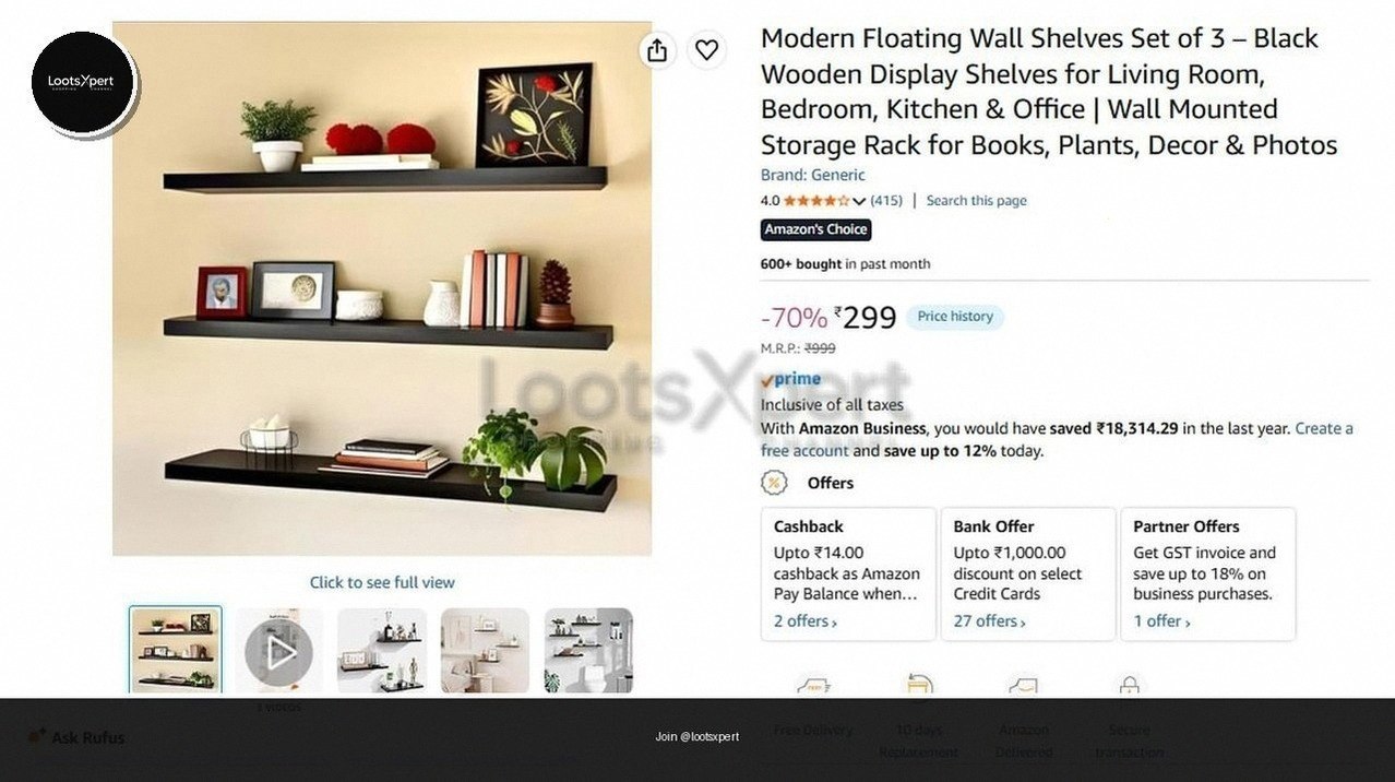 Set of 3 Wooden Shelves For just ₹299!
