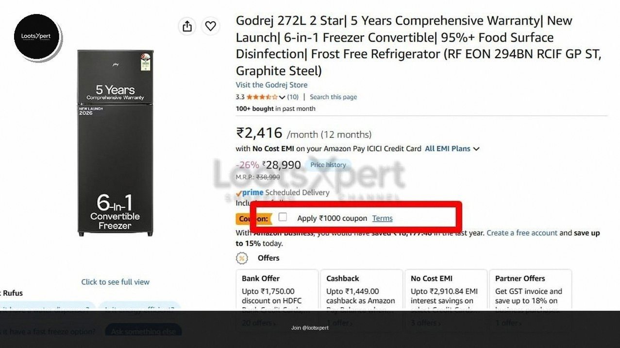 Big Fridge Sale! Godrej 272L Refrigerator with 5 Years Warranty for just ₹21,490.