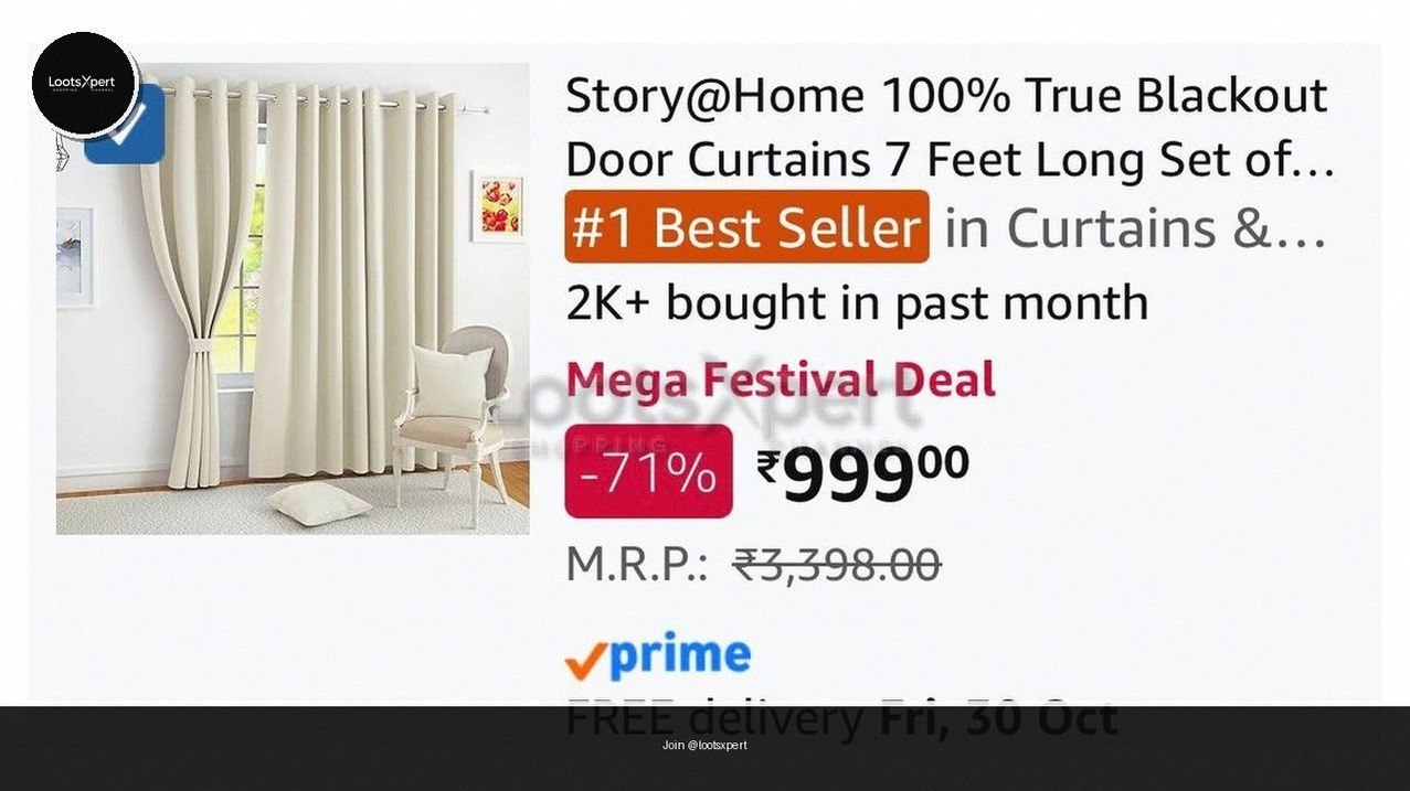 Block out light with these 7 Ft Blackout Door Curtains (Set of 2) for Just ₹999!