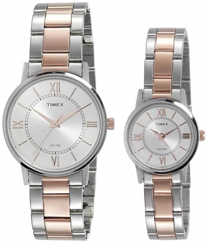 TIMEX Classics Analog Couple Watches Set, Round Dial & Water Resistant