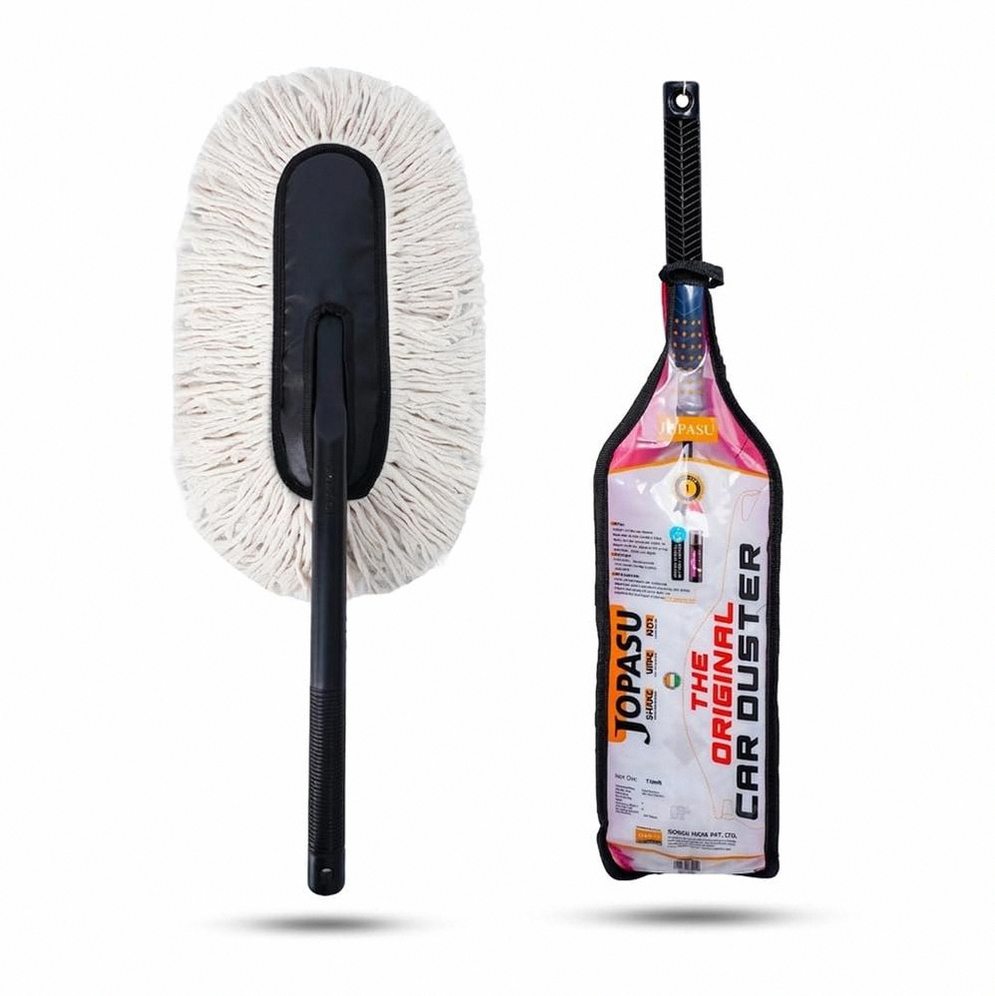 Jopasu Car Duster with Paraffin Wax-Treated Cotton Strands | Scratch-Free Dry Dust Cleaner for Cars