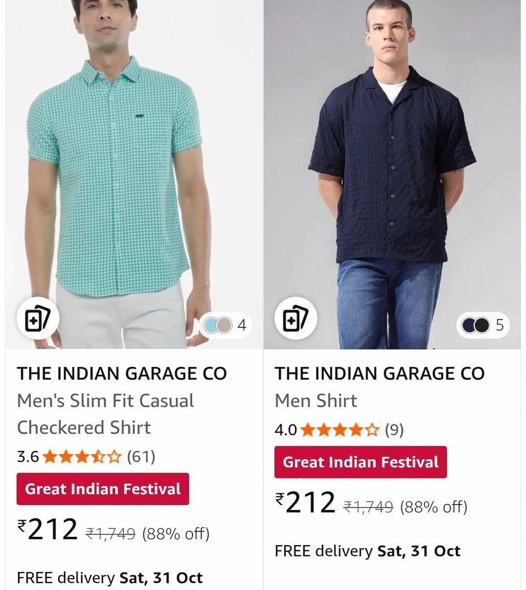Amazon | Upto 88% Off On The Indian Garage Co. Men's Clothing.