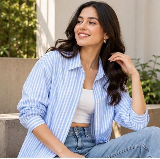 Amazon | Women's Cotton Blend Vertical Striped Casual Shirt @349