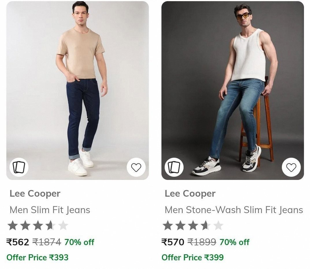 AJIO Loot : Upto 70% Off On Lee Cooper Mens Clothing.