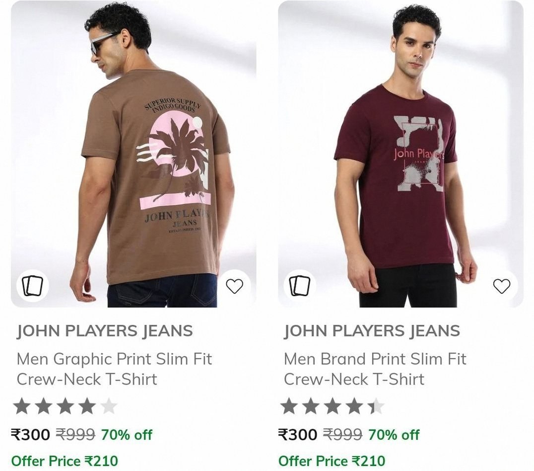 AJIO : Upto 70% Off On John Players Brand Clothing