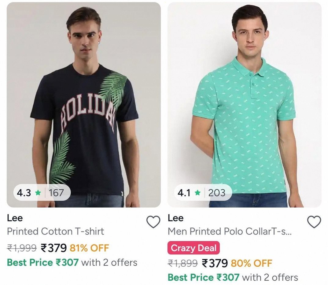 Myntra | Upto 81% Off : Lee Mens Clothing.