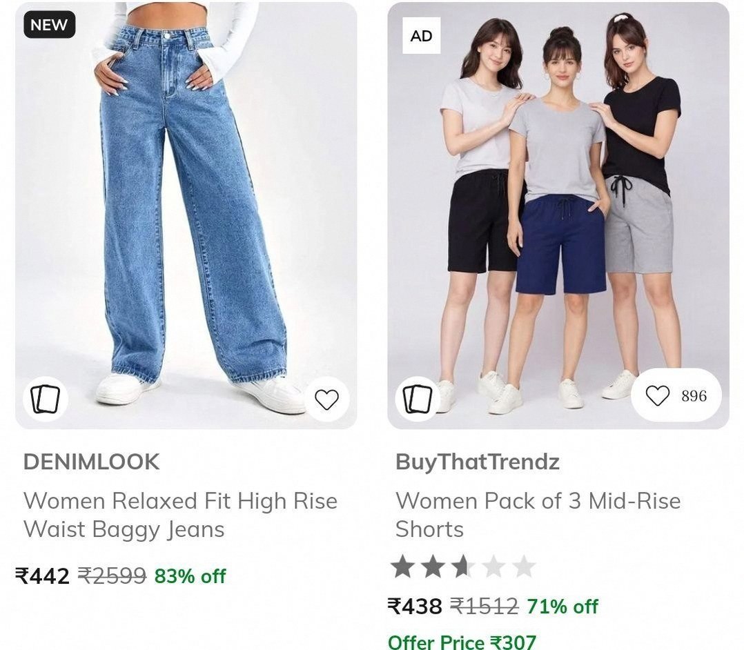 AJIO | Jeans & Shorts Under ₹499