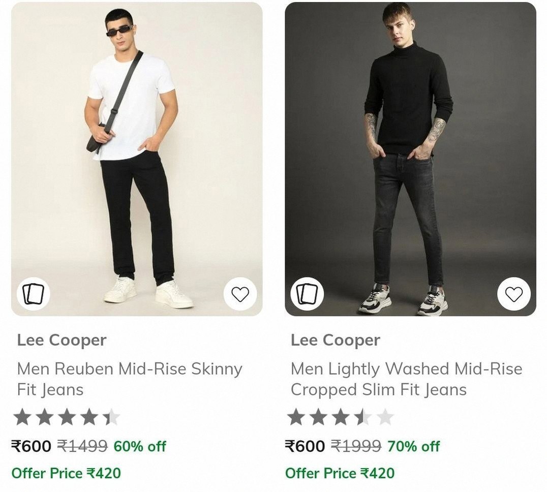 AJIO Loot : 70% Off On Lee Cooper Men’s Clothing .