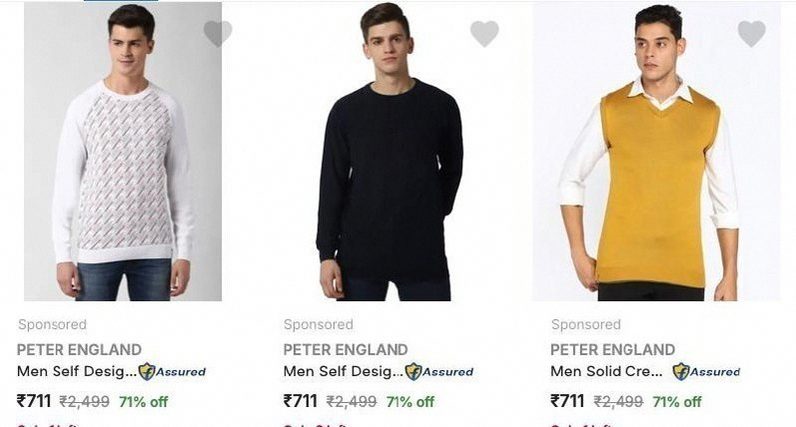 Flipkart | PETER ENGLAND Men's Sweaters at minimum 71% Discount