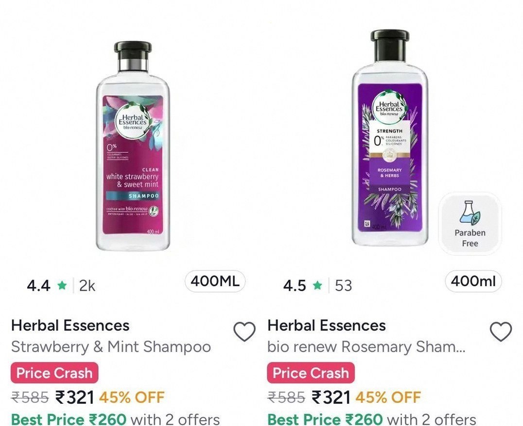 Myntra | Herbal Essences Shampoo & Conditioner @Min 30% Off