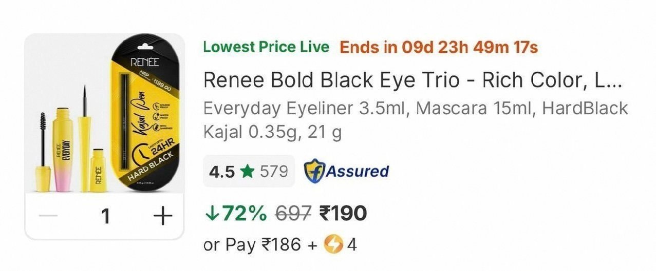 Renee Bold Black Eye Eyeliner, Mascara, Kajal for ₹190