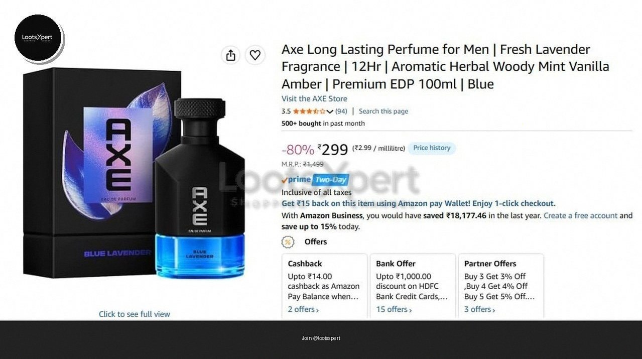 Axe Long Lasting Perfume for Men 100ml @ ₹2299