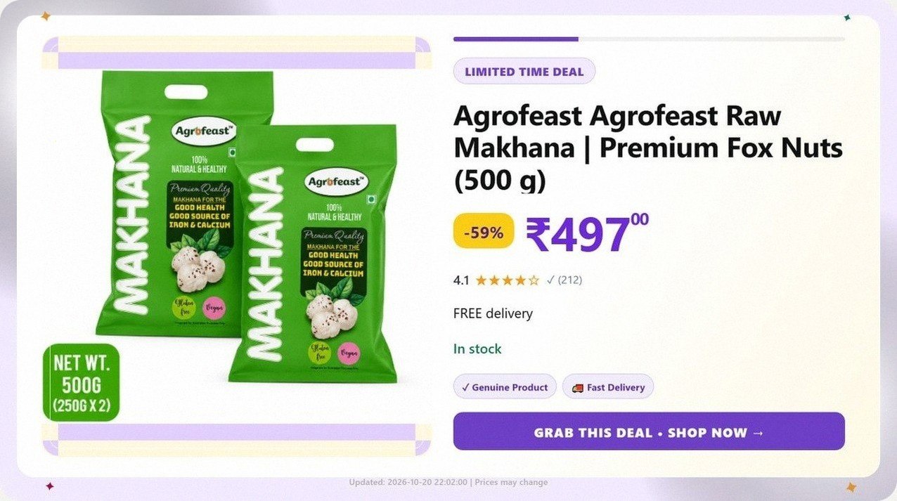 Raw Makhana | Premium Fox Nuts (500 g) @ ₹497