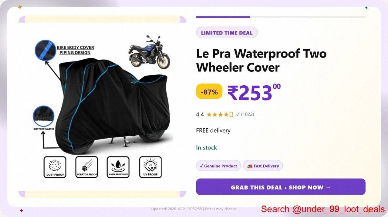 LE PRA Waterproof Two Wheeler Cover @ ₹253