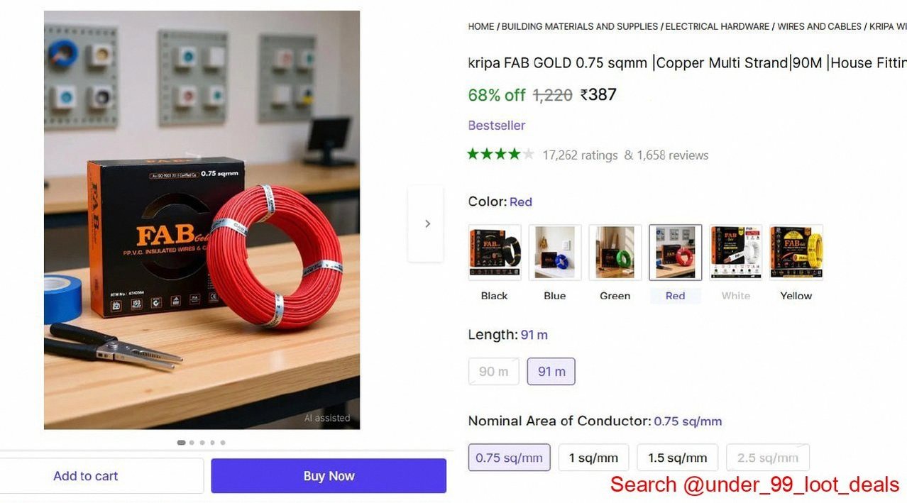 FAB GOLD PVC Electric Wire Cable 90M