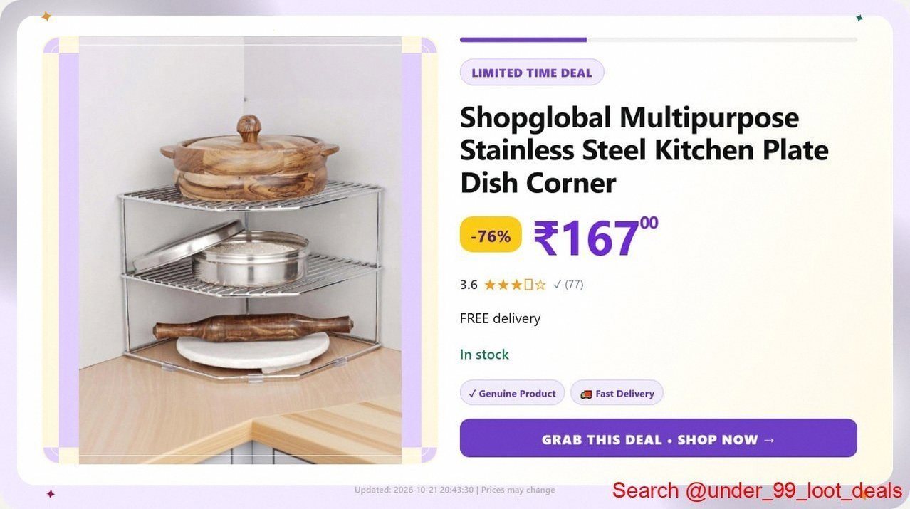 Kitchen Plate Dish Corner Shelf at ₹167