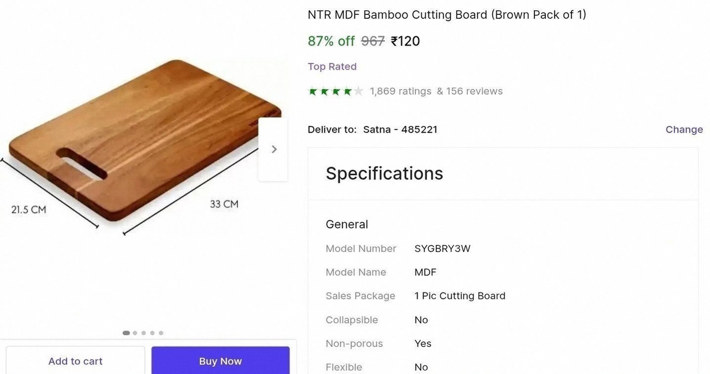 wooden Chopping Board at ₹120