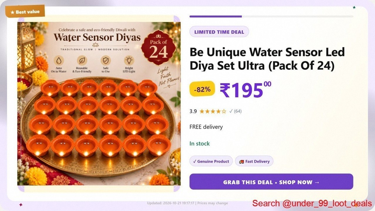 Water Sensor Led Diya Set (Pack Of 24) @ ₹195