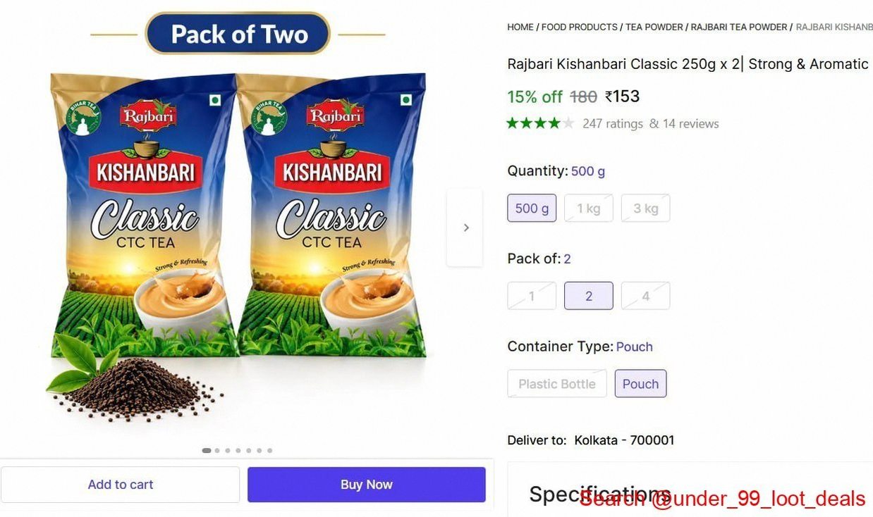 Rajbari Kishanbari Classic 250g x 2 @ ₹153
