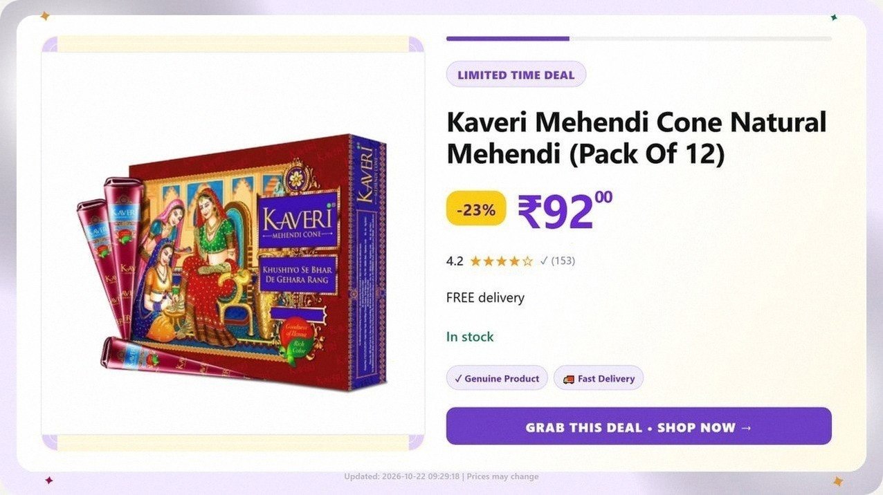 Mehendi Cone (Pack Of 12) @ ₹92
