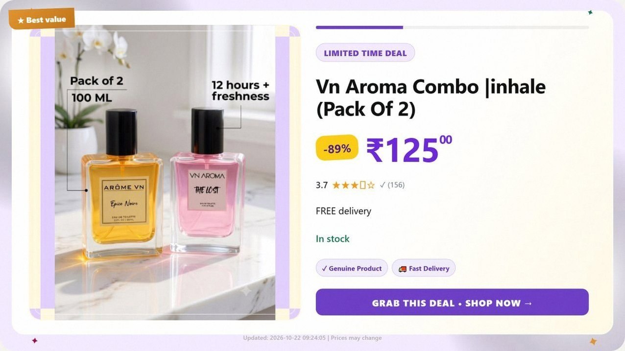 Vn Aroma Combo |inhale (Pack Of 2) @ ₹125
