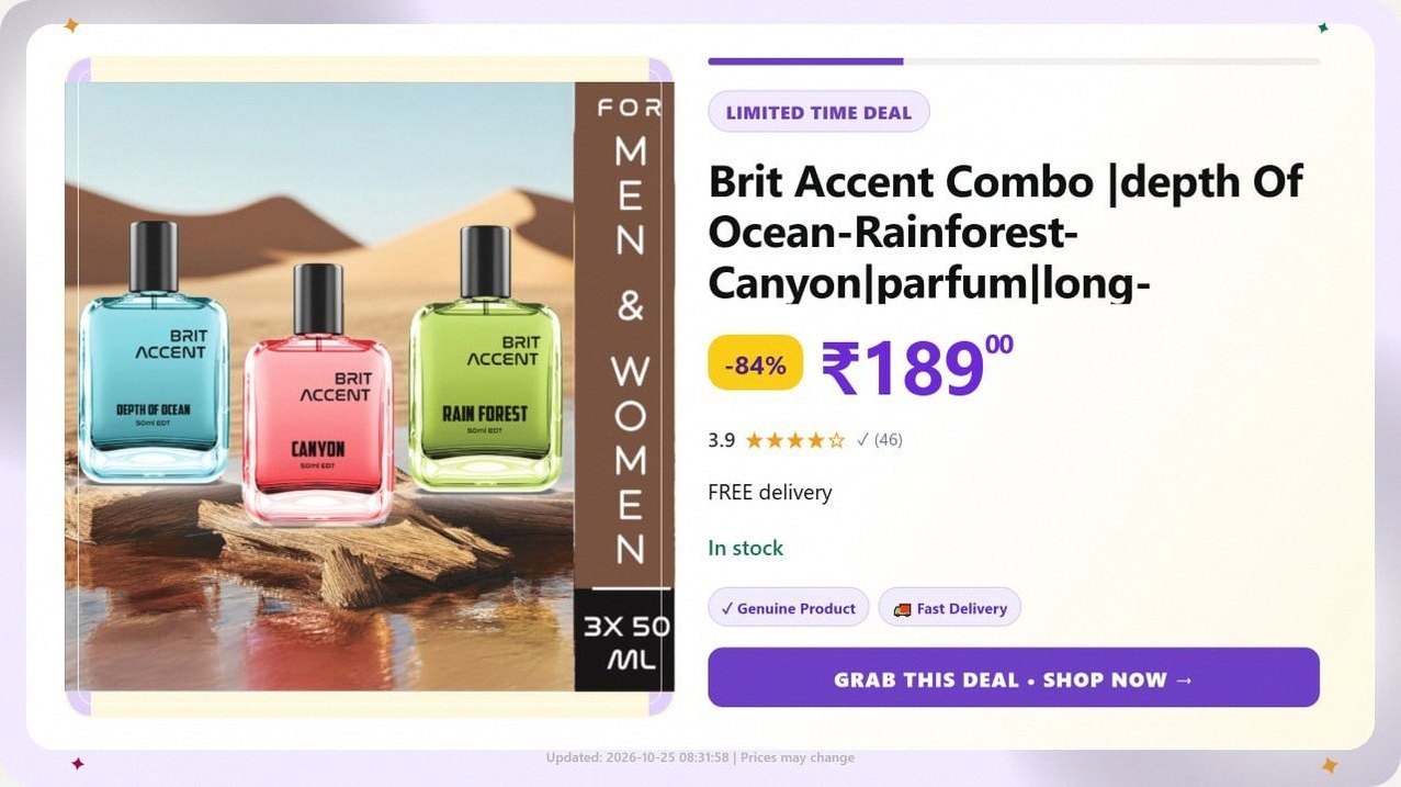 BRIT ACCENT Combo Pack Of 3 (150 ML) @ ₹189
