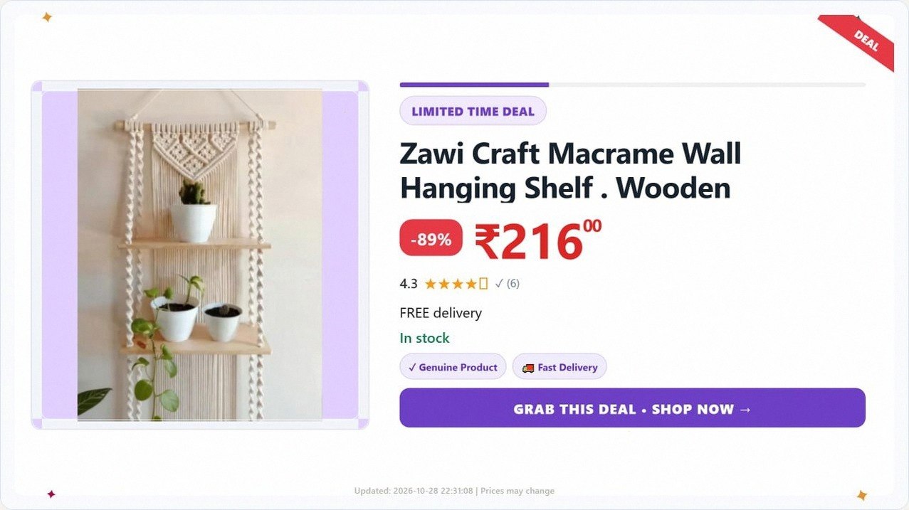 Wooden Wall Shelf @ ₹216