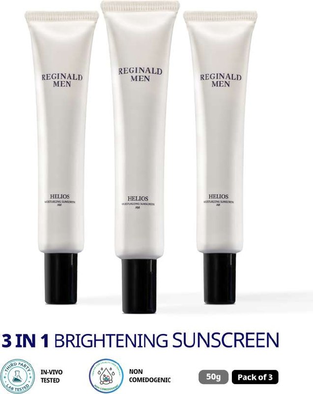 Reginald Men Sunscreen - SPF SPF 50+ PA++++ Helios Moisturising with 11 Actives ...