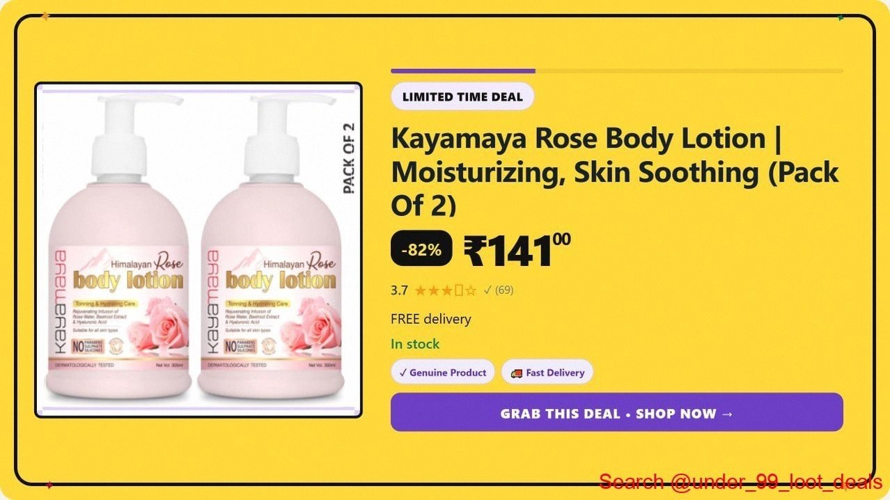 Kayamaya Rose Body Lotion | Moisturizing, Skin Soothing (Pack Of 2) @ ₹141