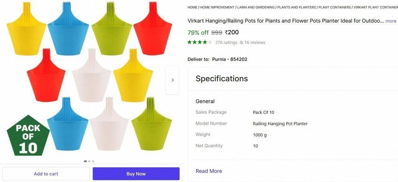 Pack of 10 Hanging Pot @ ₹200