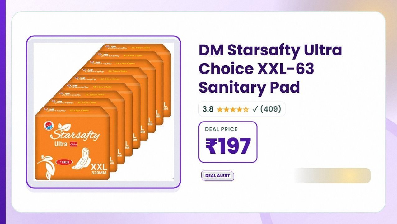 DM Starsafty Ultra Choice XXL-63 Sanitary Pad (Pack of 9) @ ₹197