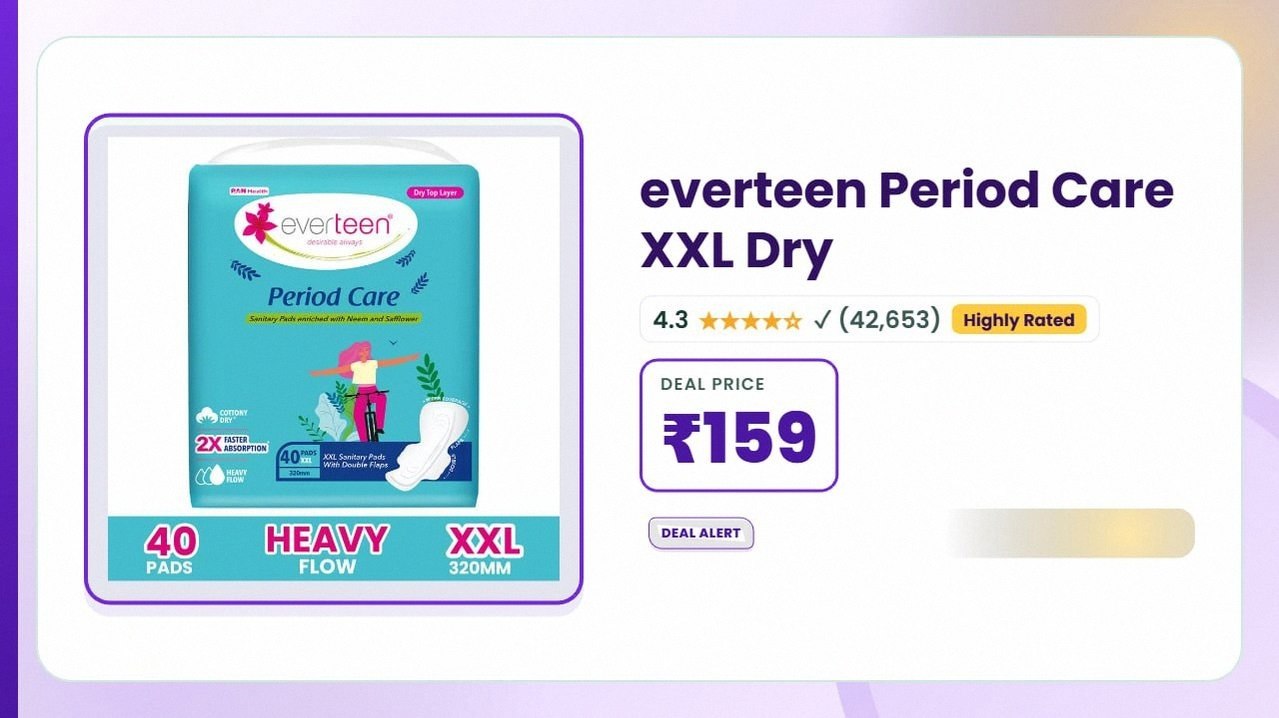 Everteen Period Care XXL Sanitary Pad (40 Pads) @ ₹159