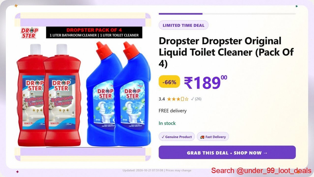 Dropster Original Liquid Toilet Cleaner (Pack Of 4) @ ₹189