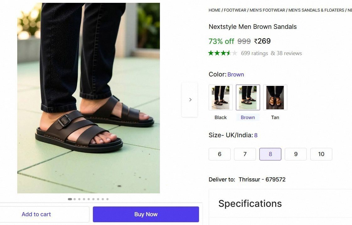 Men's Brown Sandals @ ₹269
