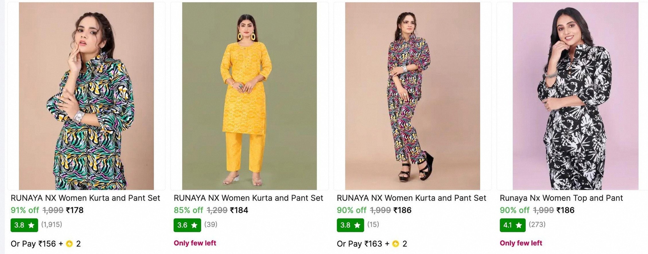 Women Kurta & Pants Set Starts 178.