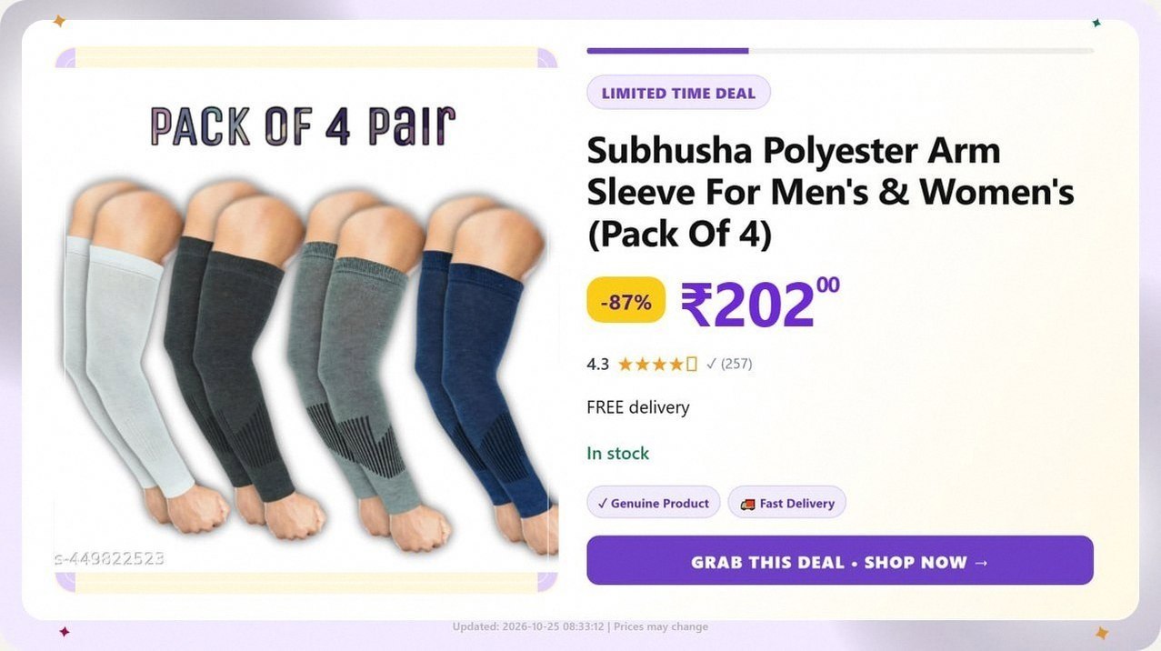 Polyester Arm Sleeve For Men & Women, 4 Pairs @ ₹202